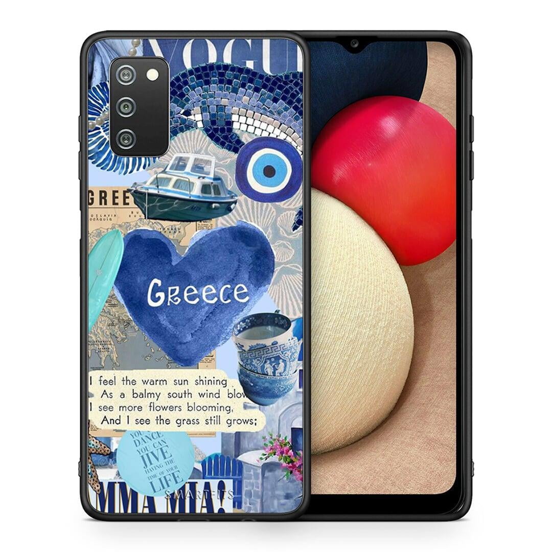 Θήκη Samsung A02s Summer In Greece από τη Smartfits με σχέδιο στο πίσω μέρος και μαύρο περίβλημα | Samsung A02s Summer In Greece case with colorful back and black bezels