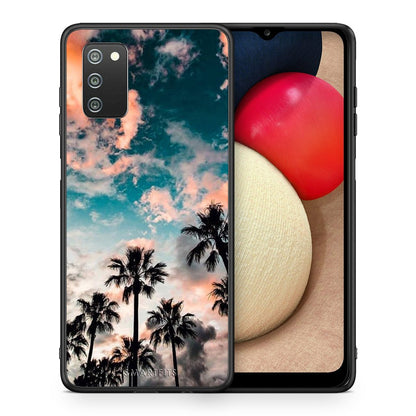 Θήκη Samsung A02s Sky Summer από τη Smartfits με σχέδιο στο πίσω μέρος και μαύρο περίβλημα | Samsung A02s Sky Summer case with colorful back and black bezels