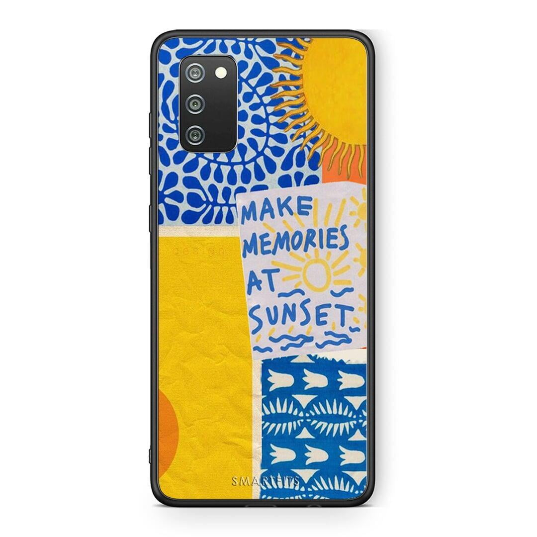 Samsung A02s Sunset Memories Θήκη από τη Smartfits με σχέδιο στο πίσω μέρος και μαύρο περίβλημα | Smartphone case with colorful back and black bezels by Smartfits