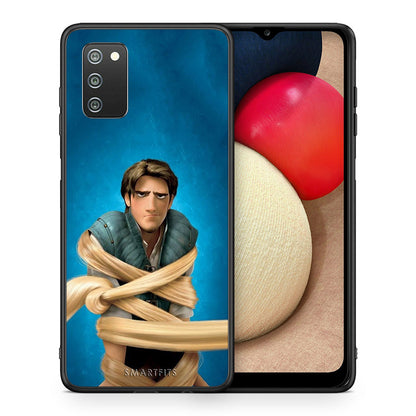 Θήκη Αγίου Βαλεντίνου Samsung A02s Tangled 1 από τη Smartfits με σχέδιο στο πίσω μέρος και μαύρο περίβλημα | Samsung A02s Tangled 1 case with colorful back and black bezels