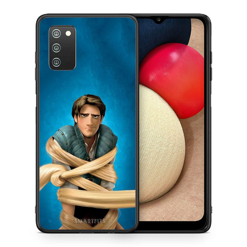 Θήκη Αγίου Βαλεντίνου Samsung A02s Tangled 1 από τη Smartfits με σχέδιο στο πίσω μέρος και μαύρο περίβλημα | Samsung A02s Tangled 1 case with colorful back and black bezels