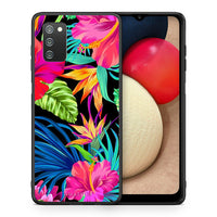 Thumbnail for Θήκη Samsung A02s Tropical Flowers από τη Smartfits με σχέδιο στο πίσω μέρος και μαύρο περίβλημα | Samsung A02s Tropical Flowers case with colorful back and black bezels