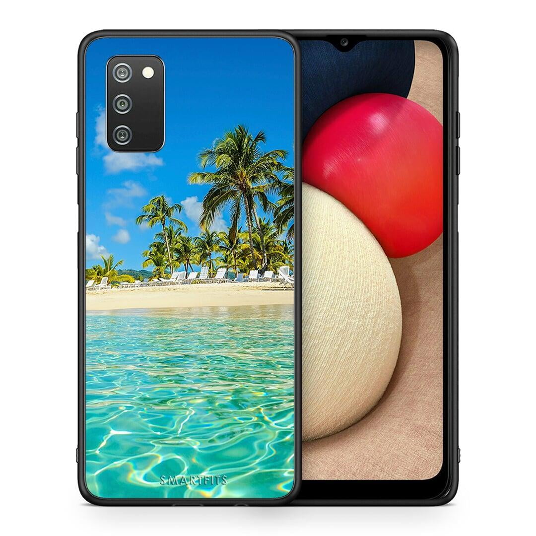 Θήκη Samsung A02s Tropical Vibes από τη Smartfits με σχέδιο στο πίσω μέρος και μαύρο περίβλημα | Samsung A02s Tropical Vibes case with colorful back and black bezels