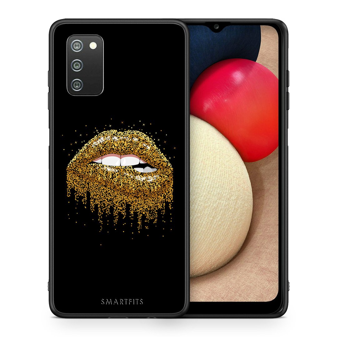 Θήκη Samsung A02s Golden Valentine από τη Smartfits με σχέδιο στο πίσω μέρος και μαύρο περίβλημα | Samsung A02s Golden Valentine case with colorful back and black bezels