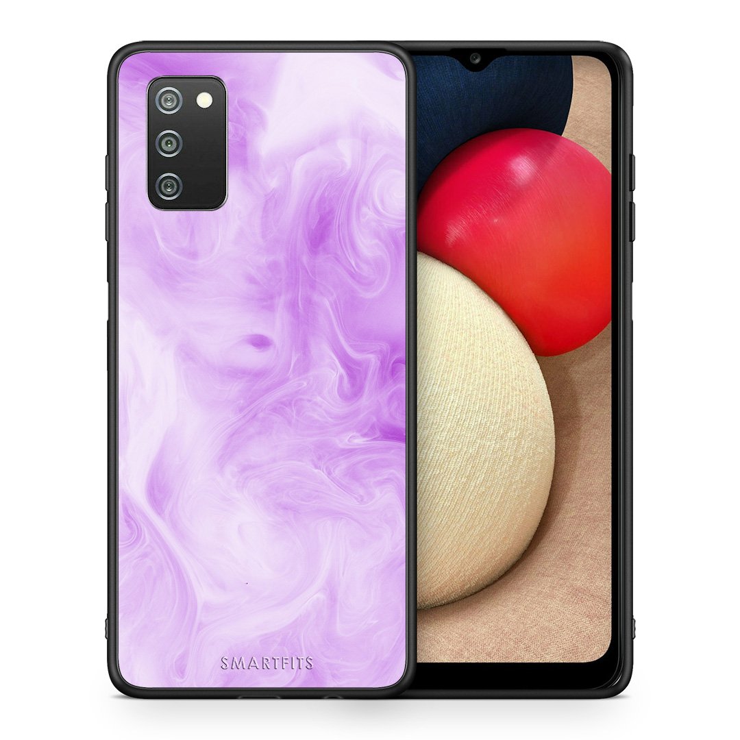 Θήκη Samsung A02s Lavender Watercolor από τη Smartfits με σχέδιο στο πίσω μέρος και μαύρο περίβλημα | Samsung A02s Lavender Watercolor case with colorful back and black bezels