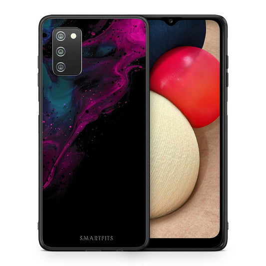 Θήκη Samsung A02s Pink Black Watercolor από τη Smartfits με σχέδιο στο πίσω μέρος και μαύρο περίβλημα | Samsung A02s Pink Black Watercolor case with colorful back and black bezels