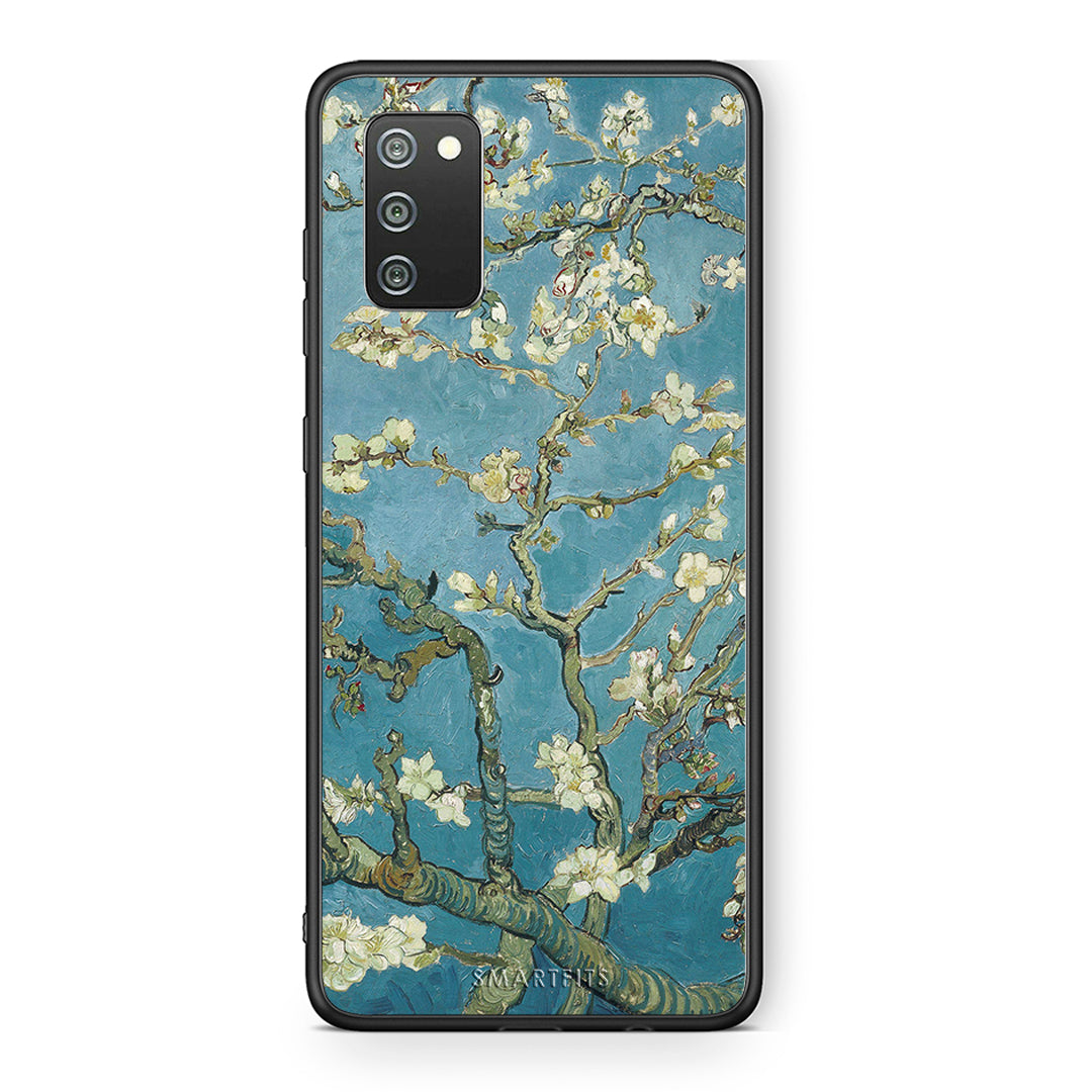 Samsung A02s White Blossoms θήκη από τη Smartfits με σχέδιο στο πίσω μέρος και μαύρο περίβλημα | Smartphone case with colorful back and black bezels by Smartfits