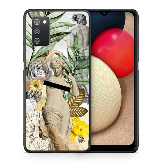 Θήκη Samsung A02s Woman Statue από τη Smartfits με σχέδιο στο πίσω μέρος και μαύρο περίβλημα | Samsung A02s Woman Statue case with colorful back and black bezels