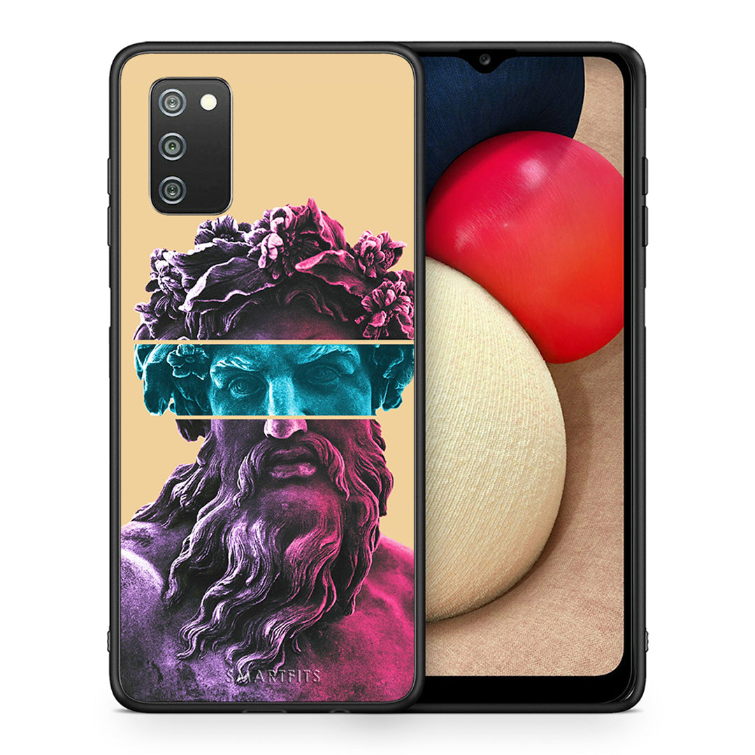 Θήκη Αγίου Βαλεντίνου Samsung A02s Zeus Art από τη Smartfits με σχέδιο στο πίσω μέρος και μαύρο περίβλημα | Samsung A02s Zeus Art case with colorful back and black bezels