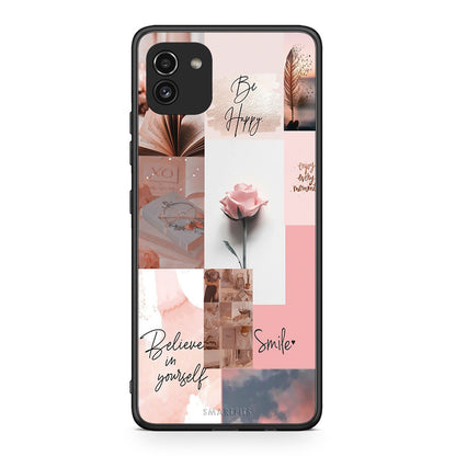 Samsung A03 Aesthetic Collage θήκη από τη Smartfits με σχέδιο στο πίσω μέρος και μαύρο περίβλημα | Smartphone case with colorful back and black bezels by Smartfits