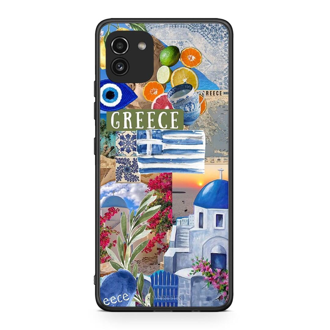 Samsung A03 All Greek Θήκη από τη Smartfits με σχέδιο στο πίσω μέρος και μαύρο περίβλημα | Smartphone case with colorful back and black bezels by Smartfits