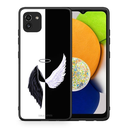 Θήκη Samsung A03 Angels Demons από τη Smartfits με σχέδιο στο πίσω μέρος και μαύρο περίβλημα | Samsung A03 Angels Demons case with colorful back and black bezels