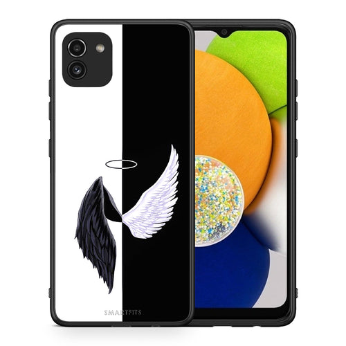 Θήκη Samsung A03 Angels Demons από τη Smartfits με σχέδιο στο πίσω μέρος και μαύρο περίβλημα | Samsung A03 Angels Demons case with colorful back and black bezels