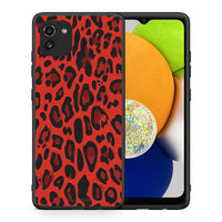 Thumbnail for Θήκη Samsung A03 Red Leopard Animal από τη Smartfits με σχέδιο στο πίσω μέρος και μαύρο περίβλημα | Samsung A03 Red Leopard Animal case with colorful back and black bezels