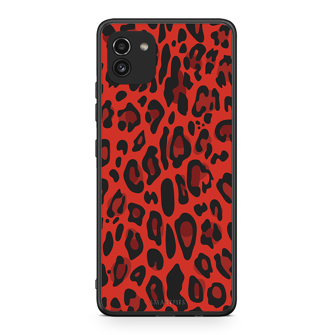 4 - Samsung A03 Red Leopard Animal case, cover, bumper