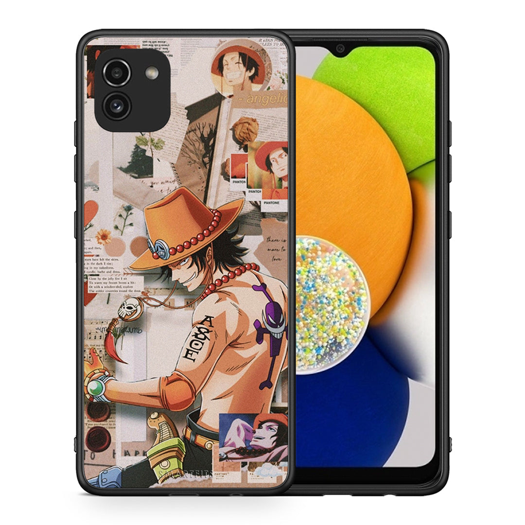 Θήκη Samsung A03 Anime Collage από τη Smartfits με σχέδιο στο πίσω μέρος και μαύρο περίβλημα | Samsung A03 Anime Collage case with colorful back and black bezels