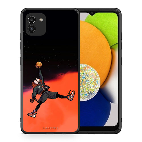 Θήκη Samsung A03 Basketball Hero από τη Smartfits με σχέδιο στο πίσω μέρος και μαύρο περίβλημα | Samsung A03 Basketball Hero case with colorful back and black bezels