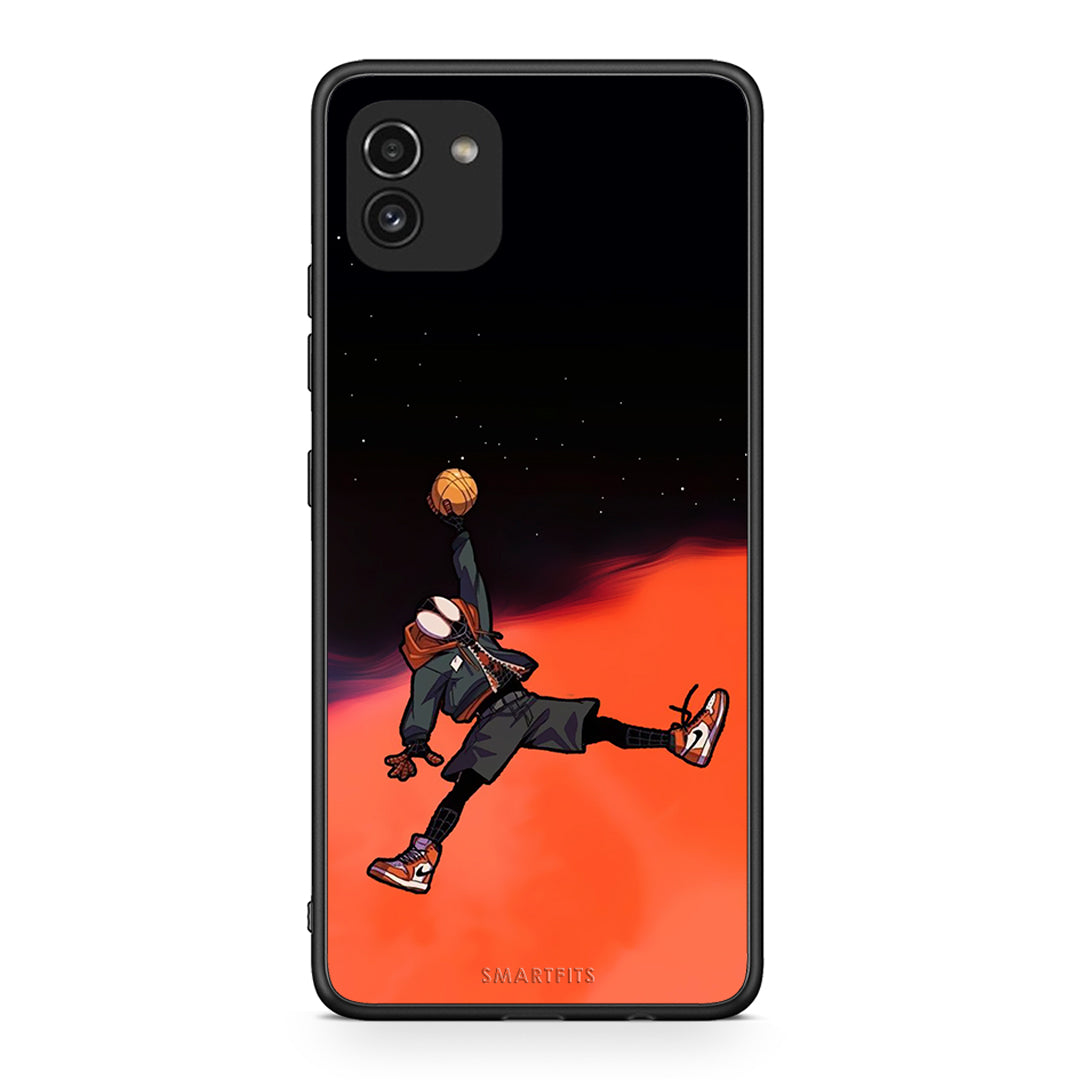 Samsung A03 Basketball Hero θήκη από τη Smartfits με σχέδιο στο πίσω μέρος και μαύρο περίβλημα | Smartphone case with colorful back and black bezels by Smartfits