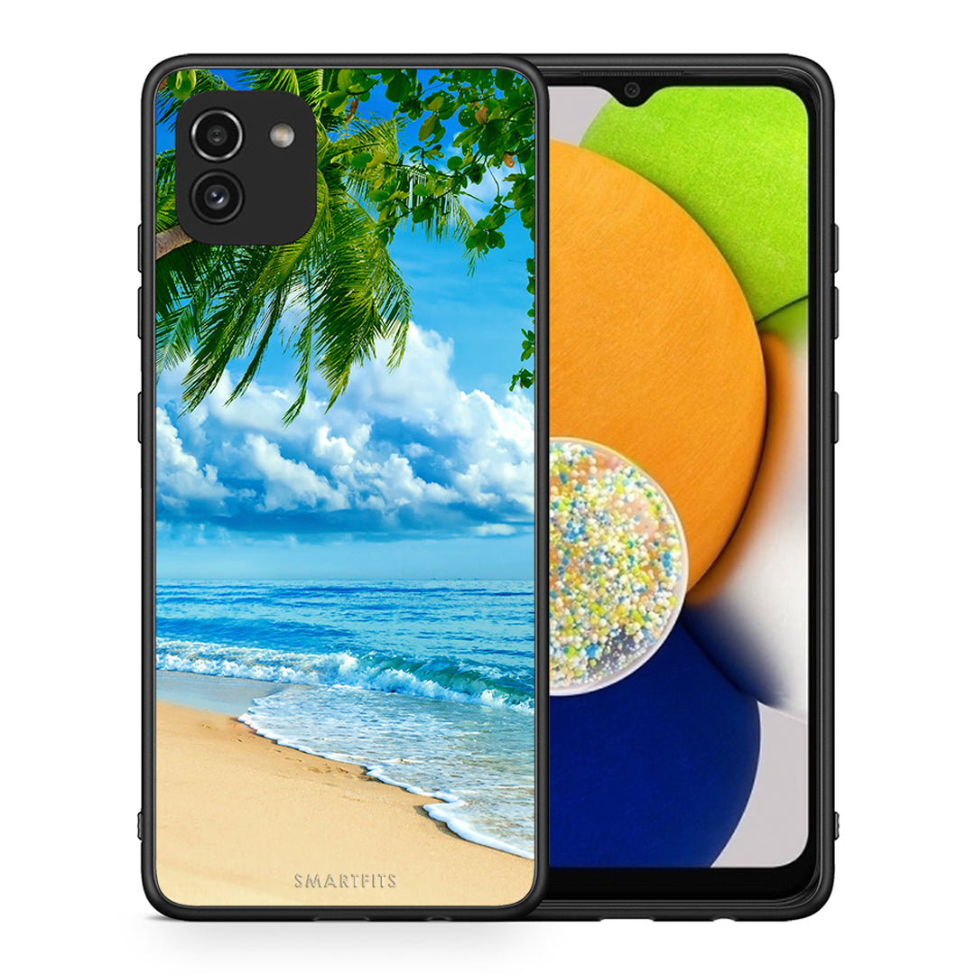 Θήκη Samsung A03 Beautiful Beach από τη Smartfits με σχέδιο στο πίσω μέρος και μαύρο περίβλημα | Samsung A03 Beautiful Beach case with colorful back and black bezels