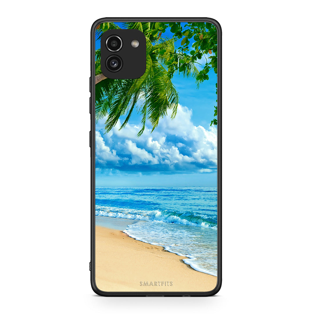 Samsung A03 Beautiful Beach θήκη από τη Smartfits με σχέδιο στο πίσω μέρος και μαύρο περίβλημα | Smartphone case with colorful back and black bezels by Smartfits