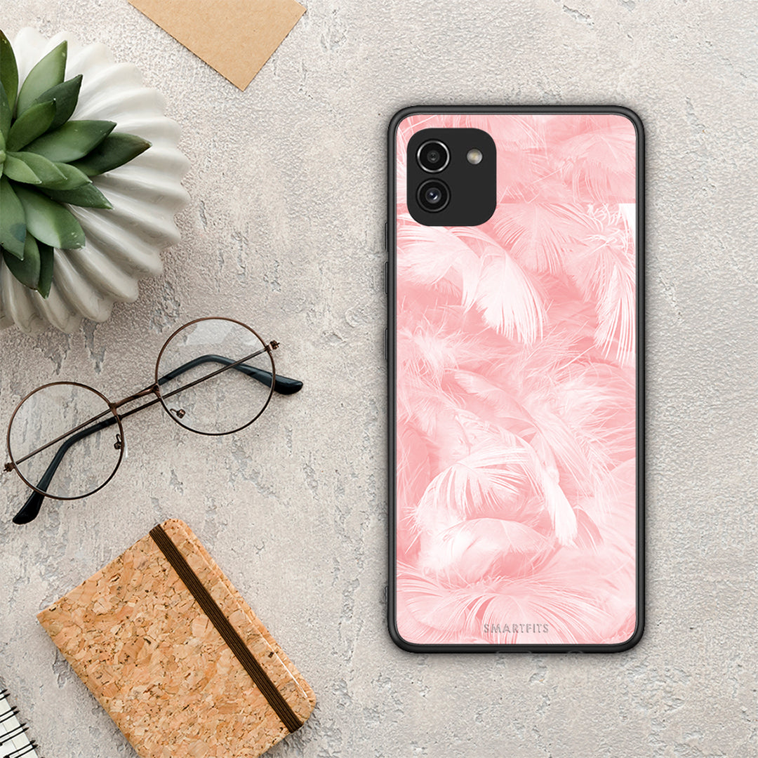 Boho Pink Feather - Samsung Galaxy A03 θήκη