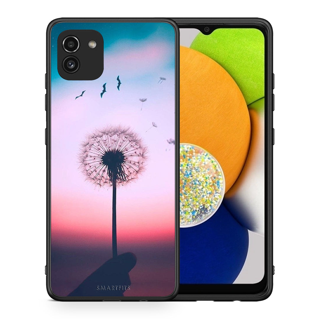 Θήκη Samsung A03 Wish Boho από τη Smartfits με σχέδιο στο πίσω μέρος και μαύρο περίβλημα | Samsung A03 Wish Boho case with colorful back and black bezels