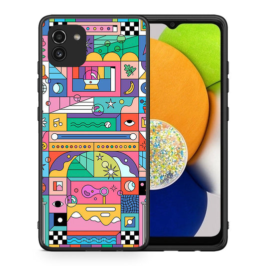 Θήκη Samsung A03 Bubbles Soap από τη Smartfits με σχέδιο στο πίσω μέρος και μαύρο περίβλημα | Samsung A03 Bubbles Soap case with colorful back and black bezels
