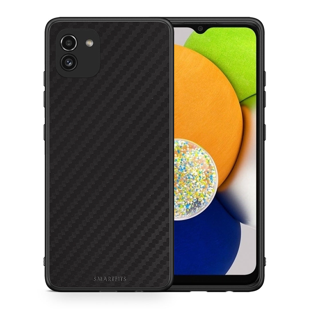 Θήκη Samsung A03 Carbon Black από τη Smartfits με σχέδιο στο πίσω μέρος και μαύρο περίβλημα | Samsung A03 Carbon Black case with colorful back and black bezels