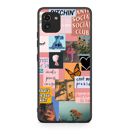 Samsung A03 Collage Bitchin Θήκη Αγίου Βαλεντίνου από τη Smartfits με σχέδιο στο πίσω μέρος και μαύρο περίβλημα | Smartphone case with colorful back and black bezels by Smartfits