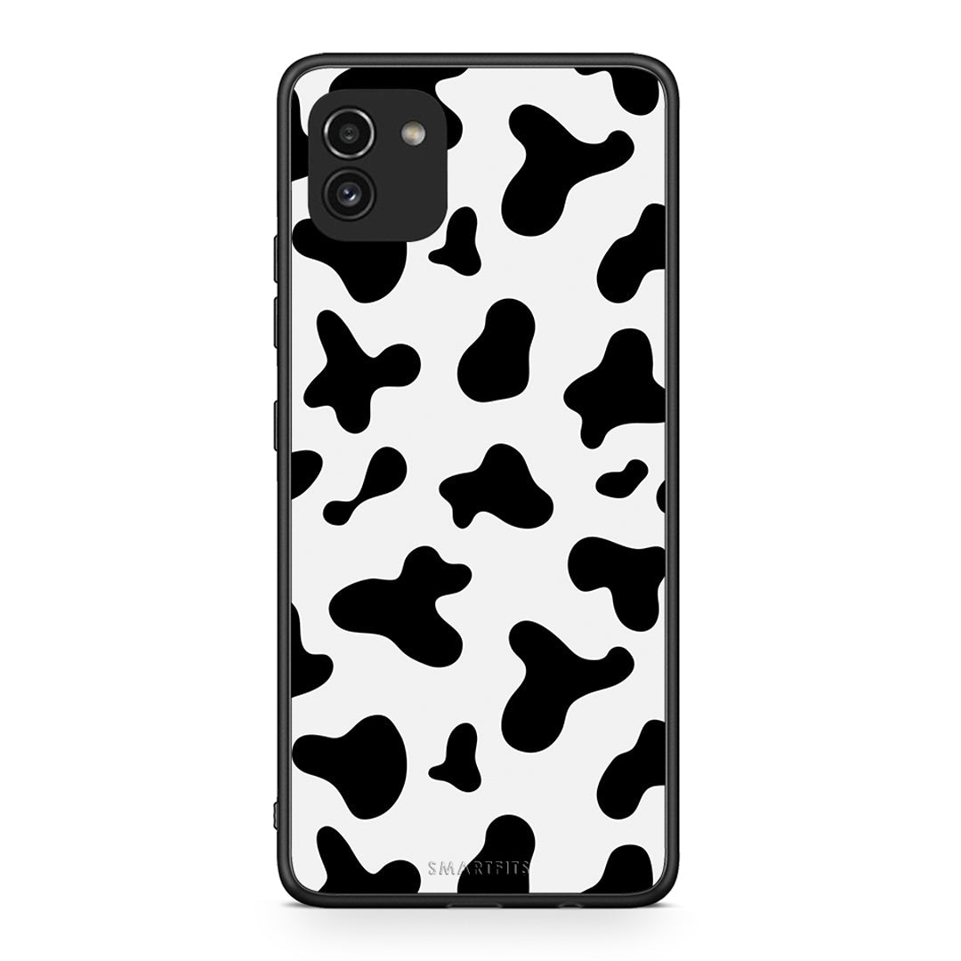Samsung A03 Cow Print θήκη από τη Smartfits με σχέδιο στο πίσω μέρος και μαύρο περίβλημα | Smartphone case with colorful back and black bezels by Smartfits