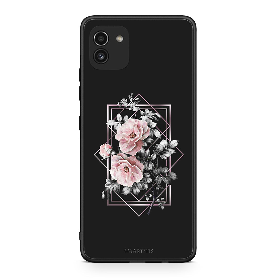 4 - Samsung A03 Frame Flower case, cover, bumper