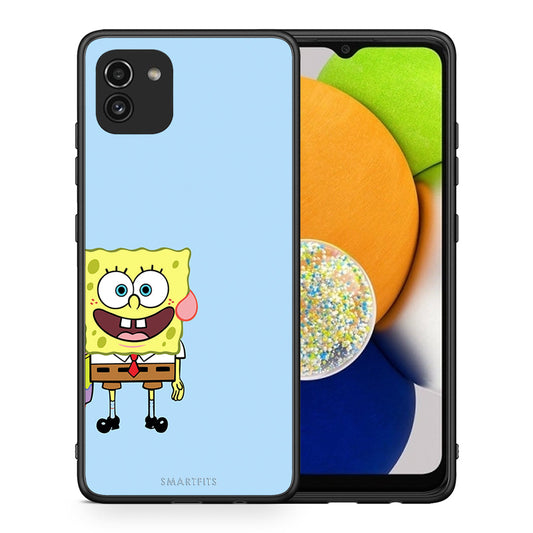 Θήκη Samsung A03 Friends Bob από τη Smartfits με σχέδιο στο πίσω μέρος και μαύρο περίβλημα | Samsung A03 Friends Bob case with colorful back and black bezels