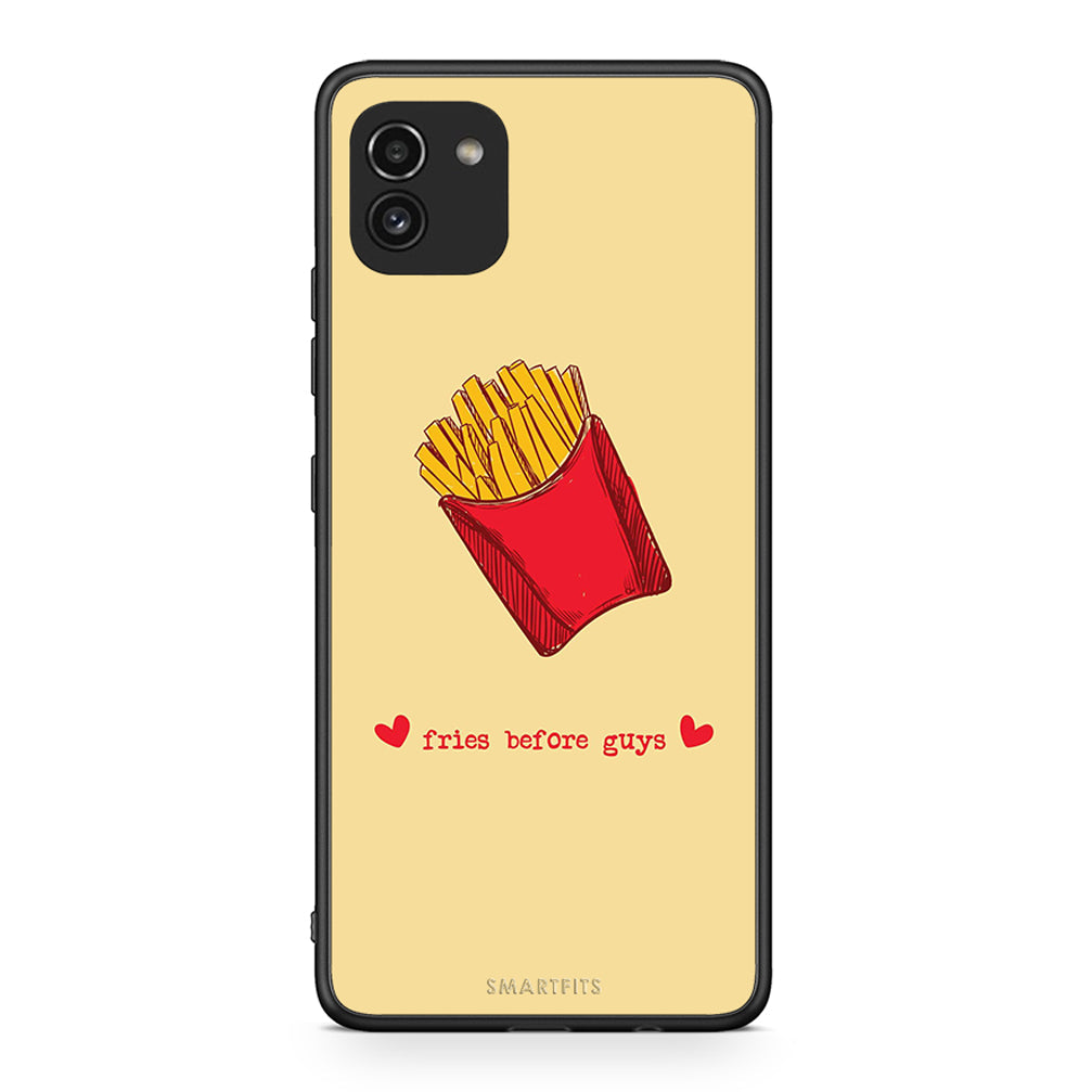 Samsung A03 Fries Before Guys Θήκη Αγίου Βαλεντίνου από τη Smartfits με σχέδιο στο πίσω μέρος και μαύρο περίβλημα | Smartphone case with colorful back and black bezels by Smartfits