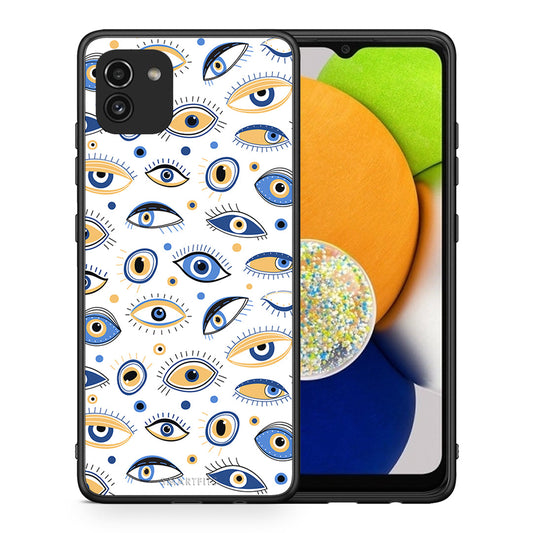 Θήκη Samsung A03 Ftou Ftou από τη Smartfits με σχέδιο στο πίσω μέρος και μαύρο περίβλημα | Samsung A03 Ftou Ftou case with colorful back and black bezels