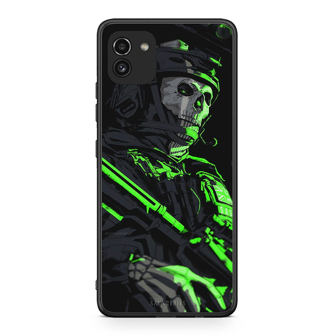 Samsung A03 Green Soldier Θήκη Αγίου Βαλεντίνου από τη Smartfits με σχέδιο στο πίσω μέρος και μαύρο περίβλημα | Smartphone case with colorful back and black bezels by Smartfits