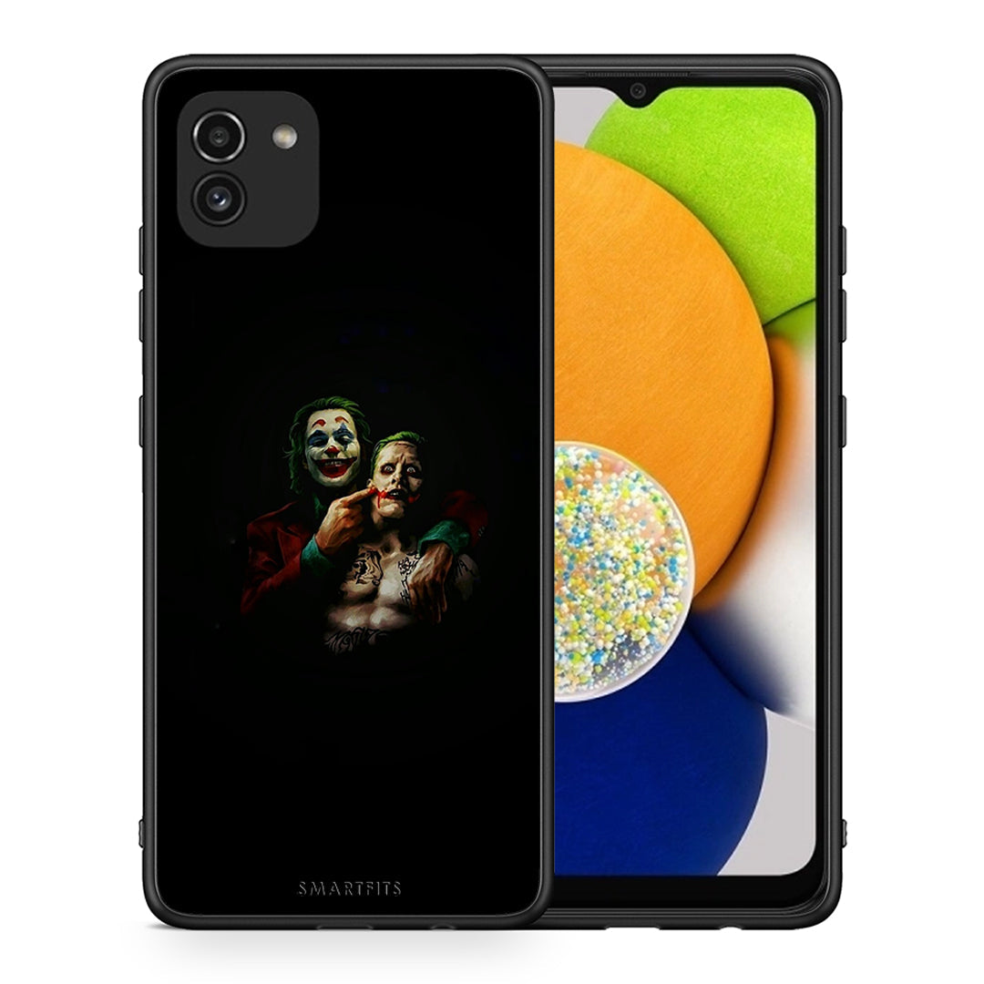 Θήκη Samsung A03 Clown Hero από τη Smartfits με σχέδιο στο πίσω μέρος και μαύρο περίβλημα | Samsung A03 Clown Hero case with colorful back and black bezels