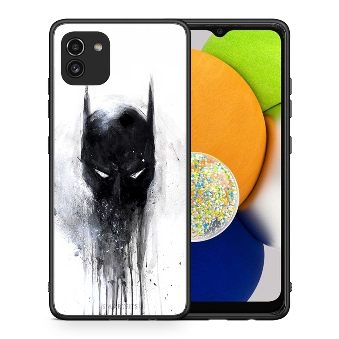 Θήκη Samsung A03 Paint Bat Hero από τη Smartfits με σχέδιο στο πίσω μέρος και μαύρο περίβλημα | Samsung A03 Paint Bat Hero case with colorful back and black bezels