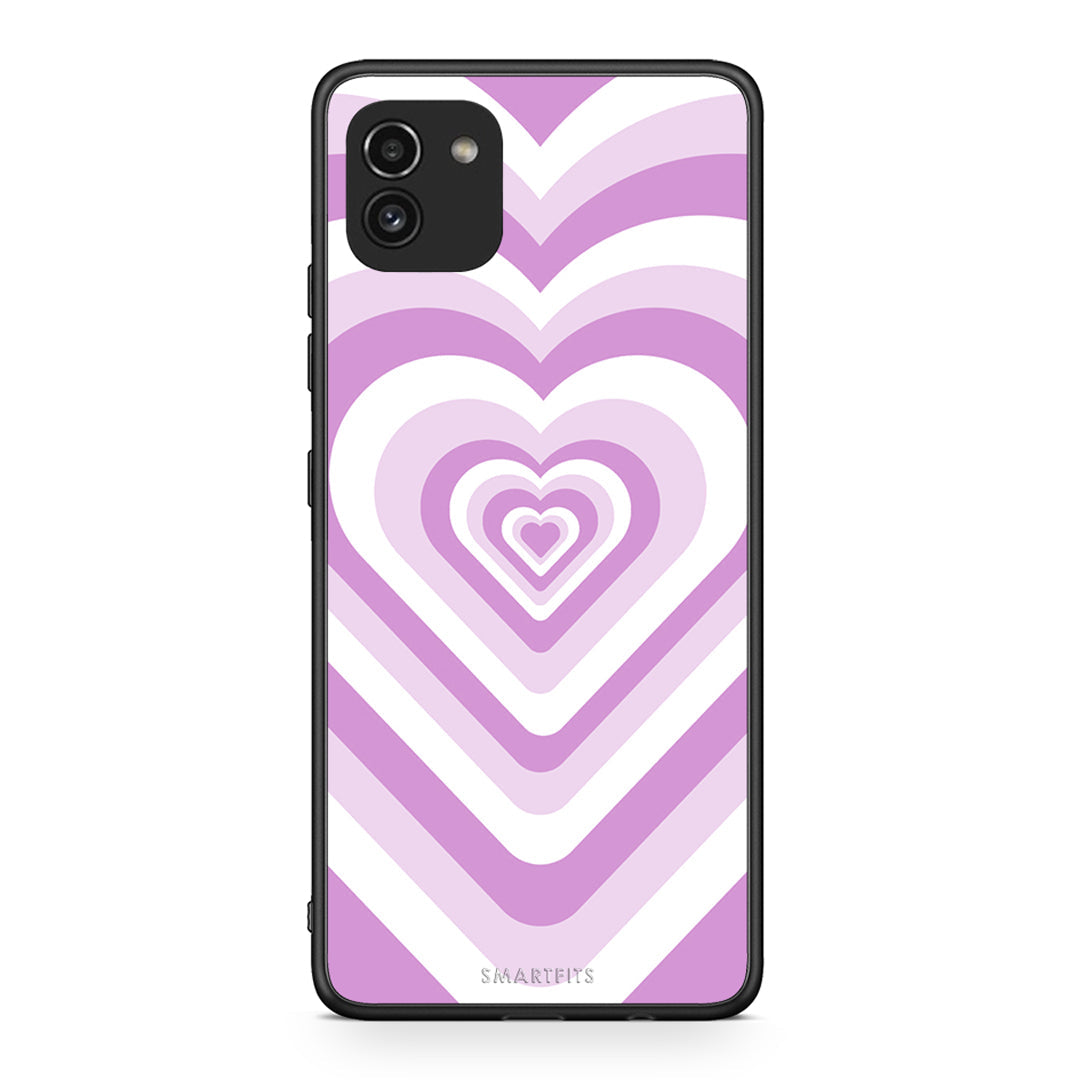 Samsung A03 Lilac Hearts θήκη από τη Smartfits με σχέδιο στο πίσω μέρος και μαύρο περίβλημα | Smartphone case with colorful back and black bezels by Smartfits