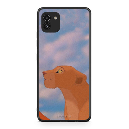 Samsung A03 Lion Love 2 Θήκη Αγίου Βαλεντίνου από τη Smartfits με σχέδιο στο πίσω μέρος και μαύρο περίβλημα | Smartphone case with colorful back and black bezels by Smartfits