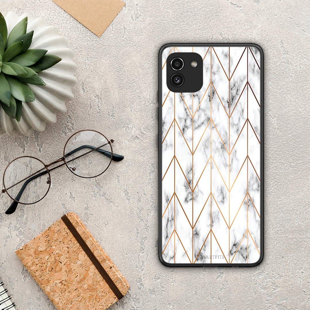 Marble Gold Geometric - Samsung Galaxy A03 θήκη