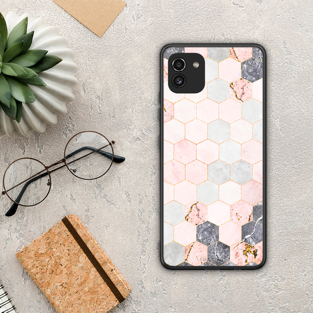 Marble Hexagon Pink - Samsung Galaxy A03 θήκη