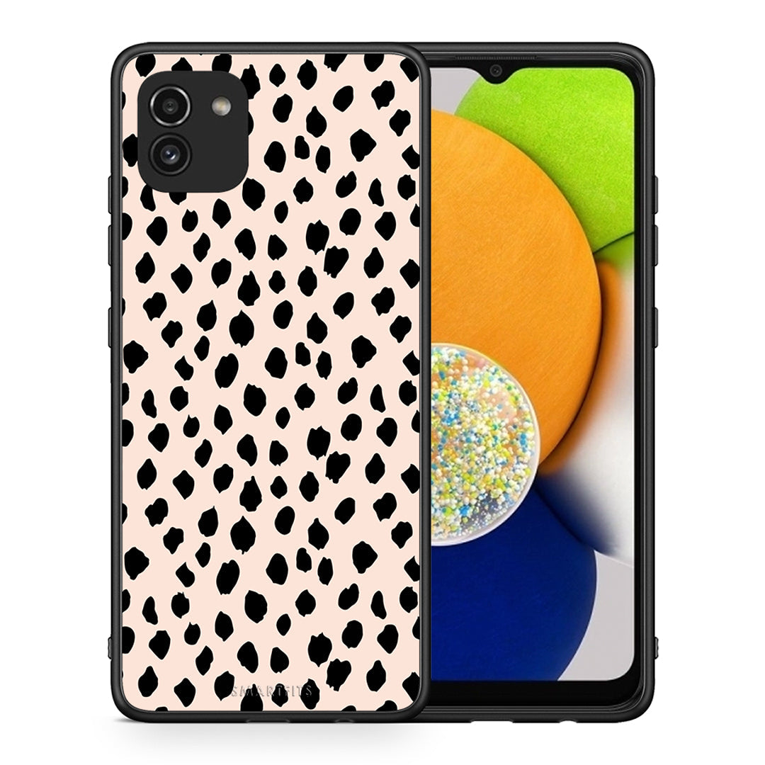 Θήκη Samsung A03 New Polka Dots από τη Smartfits με σχέδιο στο πίσω μέρος και μαύρο περίβλημα | Samsung A03 New Polka Dots case with colorful back and black bezels