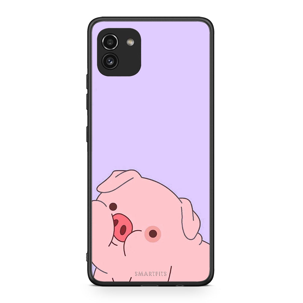 Samsung A03 Pig Love 2 Θήκη Αγίου Βαλεντίνου από τη Smartfits με σχέδιο στο πίσω μέρος και μαύρο περίβλημα | Smartphone case with colorful back and black bezels by Smartfits