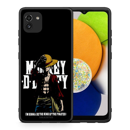 Θήκη Samsung A03 Pirate King από τη Smartfits με σχέδιο στο πίσω μέρος και μαύρο περίβλημα | Samsung A03 Pirate King case with colorful back and black bezels