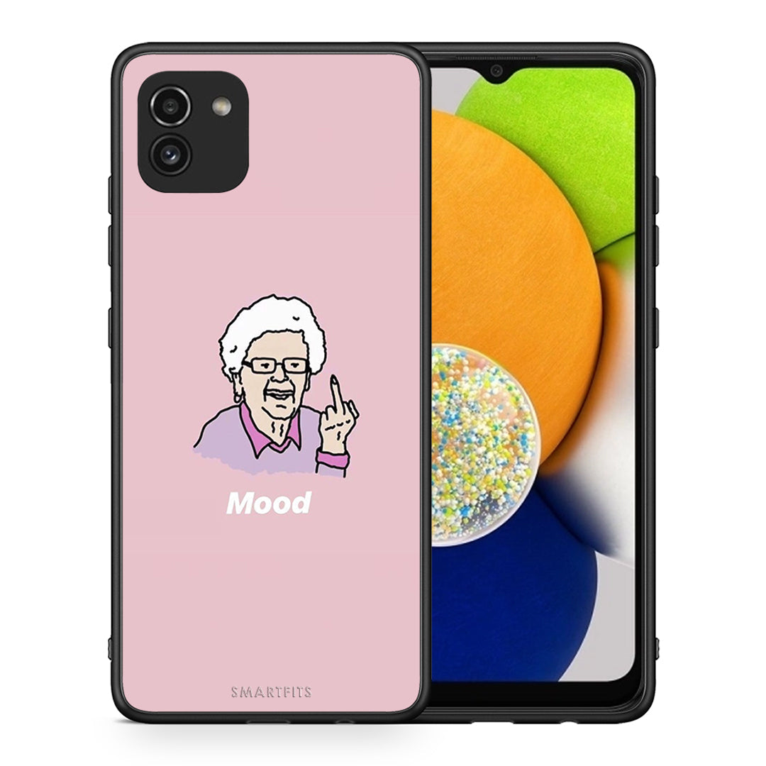 Θήκη Samsung A03 Mood PopArt από τη Smartfits με σχέδιο στο πίσω μέρος και μαύρο περίβλημα | Samsung A03 Mood PopArt case with colorful back and black bezels