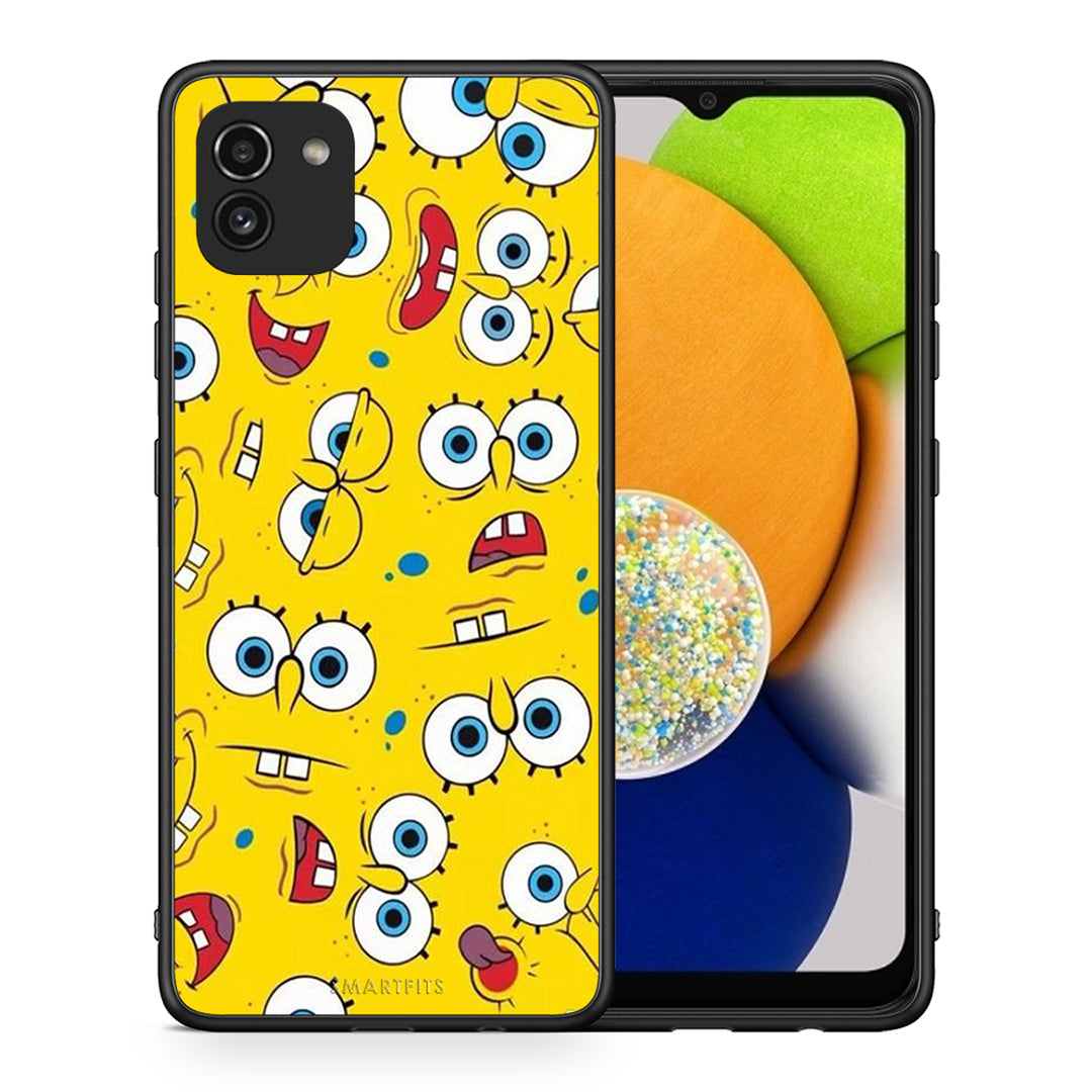 Θήκη Samsung A03 Sponge PopArt από τη Smartfits με σχέδιο στο πίσω μέρος και μαύρο περίβλημα | Samsung A03 Sponge PopArt case with colorful back and black bezels