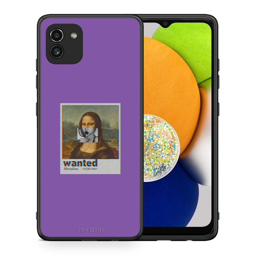 Θήκη Samsung A03 Monalisa Popart από τη Smartfits με σχέδιο στο πίσω μέρος και μαύρο περίβλημα | Samsung A03 Monalisa Popart case with colorful back and black bezels