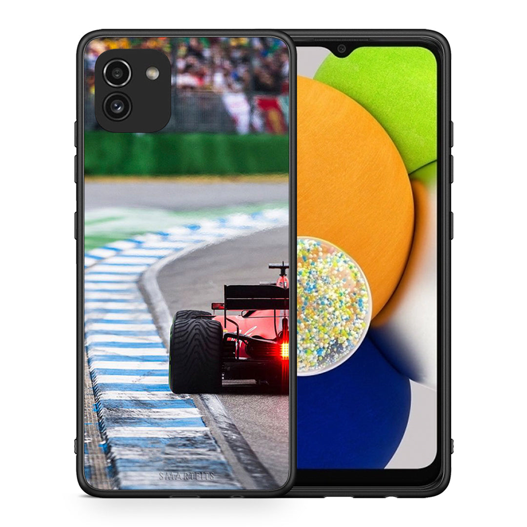 Θήκη Samsung A03 Racing Vibes από τη Smartfits με σχέδιο στο πίσω μέρος και μαύρο περίβλημα | Samsung A03 Racing Vibes case with colorful back and black bezels