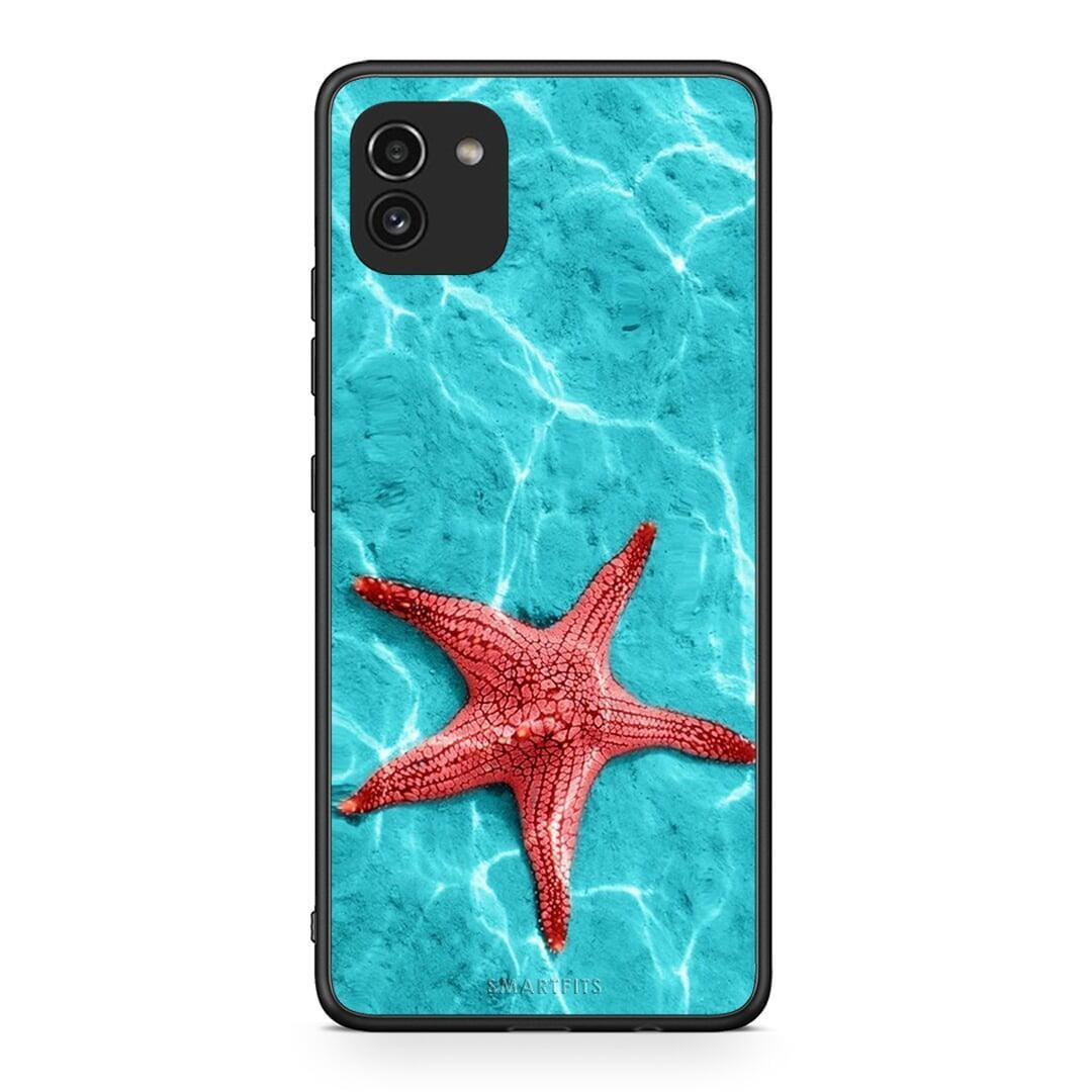 Samsung A03 Red Starfish Θήκη από τη Smartfits με σχέδιο στο πίσω μέρος και μαύρο περίβλημα | Smartphone case with colorful back and black bezels by Smartfits