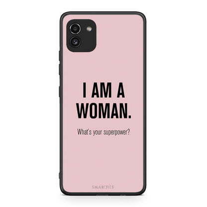 Samsung A03 Superpower Woman θήκη από τη Smartfits με σχέδιο στο πίσω μέρος και μαύρο περίβλημα | Smartphone case with colorful back and black bezels by Smartfits